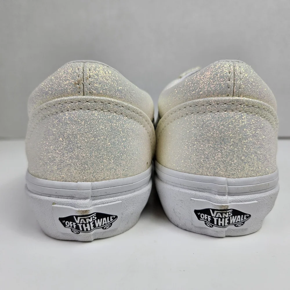 Vans Old Skool Glitter White Size 2 Youth Kids Low Top Skate Shoes Sneakers